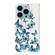 iPhone 16 Pro Colored Drawing Marble Pattern Leather Phone Case - Little Blue Butterflies