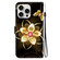 iPhone 16 Pro Crystal Texture Colored Drawing Leather Phone Case - Gold Flower