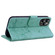 iPhone 16 Pro Cute Cat Embossed Leather Phone Case - Green