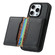 iPhone 16 Pro Denior Carbon Fiber Texture Leather Card Bag MagSafe Phone Case - Black