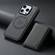 iPhone 16 Pro Denior Carbon Fiber Texture Leather Card Bag MagSafe Phone Case - Black