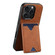 iPhone 16 Pro Denior D06 PU Back Cover Card Slot Holder Phone Case - Brown