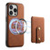 iPhone 16 Pro Denior D14 NK Retro Pattern MagSafe Magnetic Card Holder Leather Phone Case - Brown