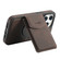 iPhone 16 Pro Denior D20 Skin Feel MagSafe Holder Detachable Card Slot Phone Case - Brown