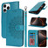 iPhone 16 Pro Double Fold Printed Embossing Leather Phone Case - Blue
