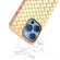 iPhone 16 Pro Electroplated Frame Woven Texture PU Phone Case - Gold