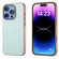 iPhone 16 Pro Electroplated Frame Woven Texture PU Phone Case - Light Green
