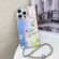 iPhone 16 Pro Electroplating Laser Flower Phone Case with Wrist Strap - Blue Flower AH8