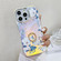 iPhone 16 Pro Electroplating Laser Flower Ring Holder TPU Phone Case - White Flower AH10