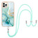 iPhone 16 Pro Electroplating Marble Dual-side IMD Phone Case with Lanyard - Green 003