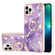 iPhone 16 Pro Electroplating Marble IMD TPU Phone Case with Ring Holder - Purple 002