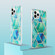iPhone 16 Pro Electroplating Splicing Marble Flower Pattern Dual-side IMD TPU Shockproof Phone Case - Green