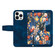iPhone 16 Pro Floral Pattern Leather Phone Case with Lanyard - Dark Blue