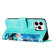 iPhone 16 Pro Floral Pattern Leather Phone Case with Lanyard - Green