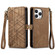 iPhone 16 Pro Geometric Zipper Wallet Side Buckle Leather Phone Case - Brown