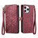 iPhone 16 Pro Geometric Zipper Wallet Side Buckle Leather Phone Case - Red