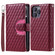 iPhone 16 Pro Glitter Lattice Zipper Wallet Leather Phone Case - Wine Red