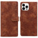 iPhone 16 Pro Lace Floral Embossed Magnetic Buckle PU Phone Case With Wrist Strap - Brown