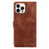 iPhone 16 Pro Lace Floral Embossed Magnetic Buckle PU Phone Case With Wrist Strap - Brown