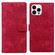 iPhone 16 Pro Lace Floral Embossed Magnetic Buckle PU Phone Case With Wrist Strap - Red