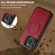 iPhone 16 Pro LC.IMEEKE L5 Series Detachable RFID Card Bag Magsafe Phone Case - Red