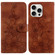 iPhone 16 Pro Lily Embossed Leather Phone Case - Brown