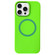 iPhone 16 Pro Metal Frame Liquid Silicone MagSafe Phone Case - Fluorescent Green