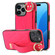 iPhone 16 Pro Non-slip Full Coverage Ring PU Phone Case with Wristband - Rose Red