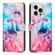 iPhone 16 Pro Painted Marble Pattern Leather Phone Case - Pink Purple