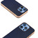iPhone 16 Pro PU Leather Electroplating Frame Full Coverage Phone Case - Dark Blue