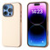 iPhone 16 Pro PU Leather Electroplating Frame Full Coverage Phone Case - Peach Pink