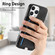 iPhone 16 Pro Retro Cross Leather Ring Side Insert Card Bag MagSafe Phone Case - Black