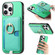 iPhone 16 Pro Retro Cross Leather Ring Side Insert Card Bag MagSafe Phone Case - Green