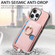 iPhone 16 Pro Retro Cross Leather Ring Side Insert Card Bag MagSafe Phone Case - Pink