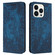 iPhone 16 Pro Retro Elephant Embossed Leather Phone Case - Blue