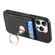 iPhone 16 Pro Retro Folding Ring Holder Card Bag MagSafe Phone Case - Black