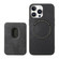 iPhone 16 Pro Retro Leather Card Bag Magnetic Phone Case - Black