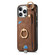 iPhone 16 Pro Retro Skin-feel Ring Card Bag Phone Case with Hang Loop - Brown
