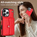 iPhone 16 Pro RFID Card Slot Phone Case with Long Lanyard - Red
