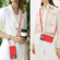 iPhone 16 Pro RFID Card Slot Phone Case with Long Lanyard - Red