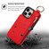 iPhone 16 Pro RFlD Anti-theft Double Buckle Ring Zipper Card Phone Case - Red
