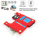 iPhone 16 Pro RFlD Anti-theft Double Buckle Ring Zipper Card Phone Case - Red