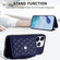 iPhone 16 Pro Rhombic Texture Card Bag RFID Phone Case with Long Lanyard - Blue