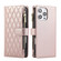 iPhone 16 Pro Rhombic Zipper Wallet Leather Phone Case - Rose Gold