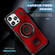 iPhone 16 Pro Ring Holder Carbon Fiber PC Hybrid TPU Phone Case - Red