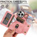 iPhone 16 Pro Skin Feel Card Bag Phone Case with Ring Buckle - Rose Gold