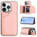 iPhone 16 Pro Skin Feel Four Card Slots Phone Case with Wrist Strap - Pink