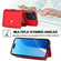 iPhone 16 Pro Splicing Rhombic Texture Card Bag Phone Case with Long Lanyard - Red
