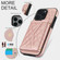 iPhone 16 Pro Splicing Rhombic Texture Card Bag Phone Case with Long Lanyard - Rose Gold