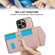 iPhone 16 Pro Splicing Rhombic Texture Card Bag Phone Case with Long Lanyard - Rose Gold